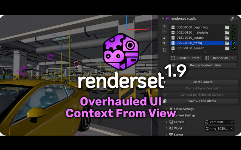 【Blender插件】Render Manager Addon Renderset V1.9.0 渲染设置储存管理_