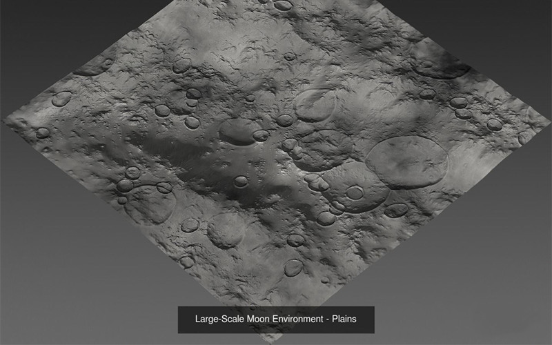 月球地形地貌陨石坑高清贴图3D模型建模素材blender场景山脉_