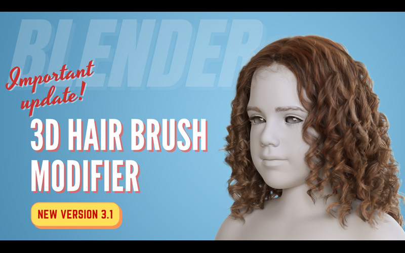 【Blender插件】3D Hair Brush V4.4.1 三维毛发笔刷头发制作_