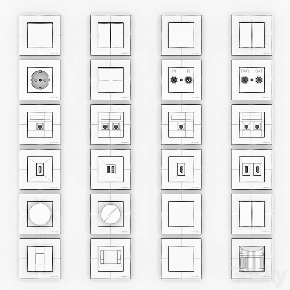 ABB Niessen SKY开关和插座3D模型下载 -