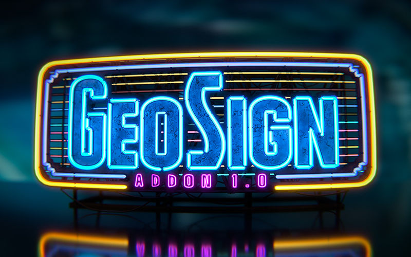 【Blender插件】Geo Sign V1.0 霓虹发光标志广告路牌生成器_