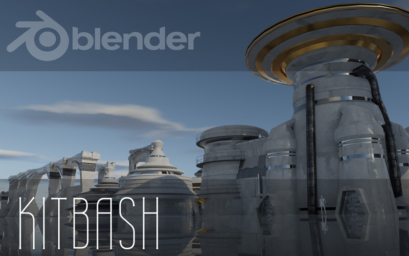 Blender科幻古城概念建筑3D模型未来圆盘建筑概念房屋带4K纹理_