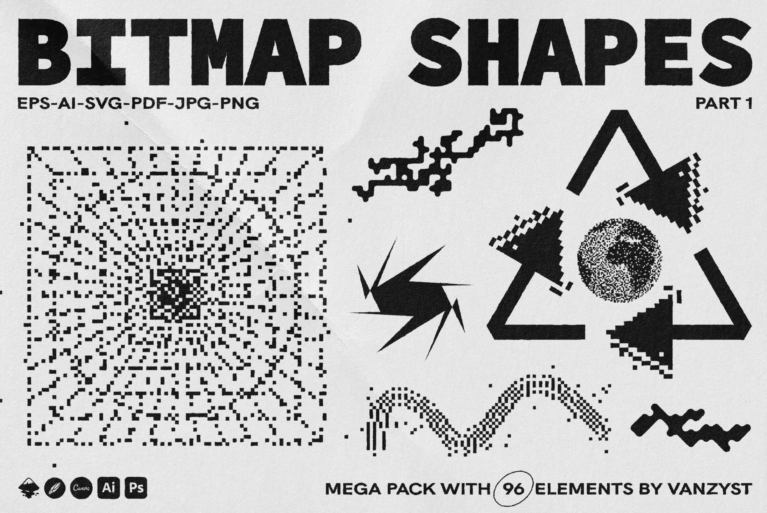 96种现代抽象几何位图矢量形状图形元素 Bitmap Vector Shapes. Part 1 -