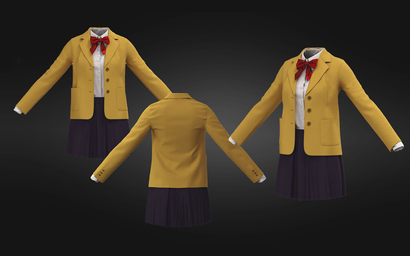 MD服装女性学生校服衬衫外套百褶裙套装ZPRJ模型打版源文件3D服装_