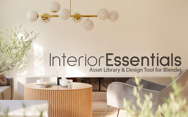 【Blender插件】Interior Essentials 2.0 室内设计家居材质资产库_