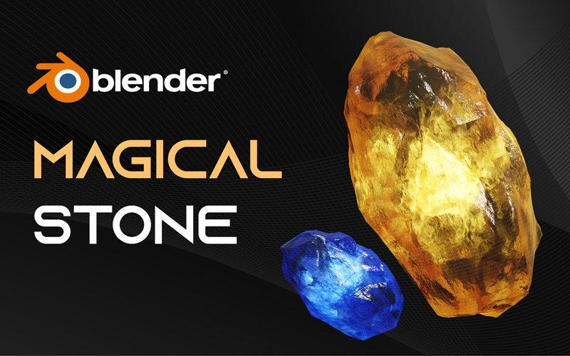 【Blender预设】Glowing Magical Energy Stone 魔法能量宝石发光着色器资产_