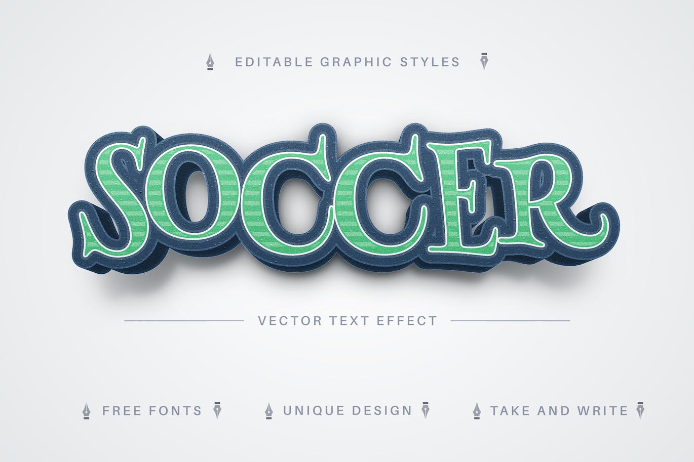 复古条纹风格AI字体样式 Soccer &#8211; Editable Text Effect, Font Style