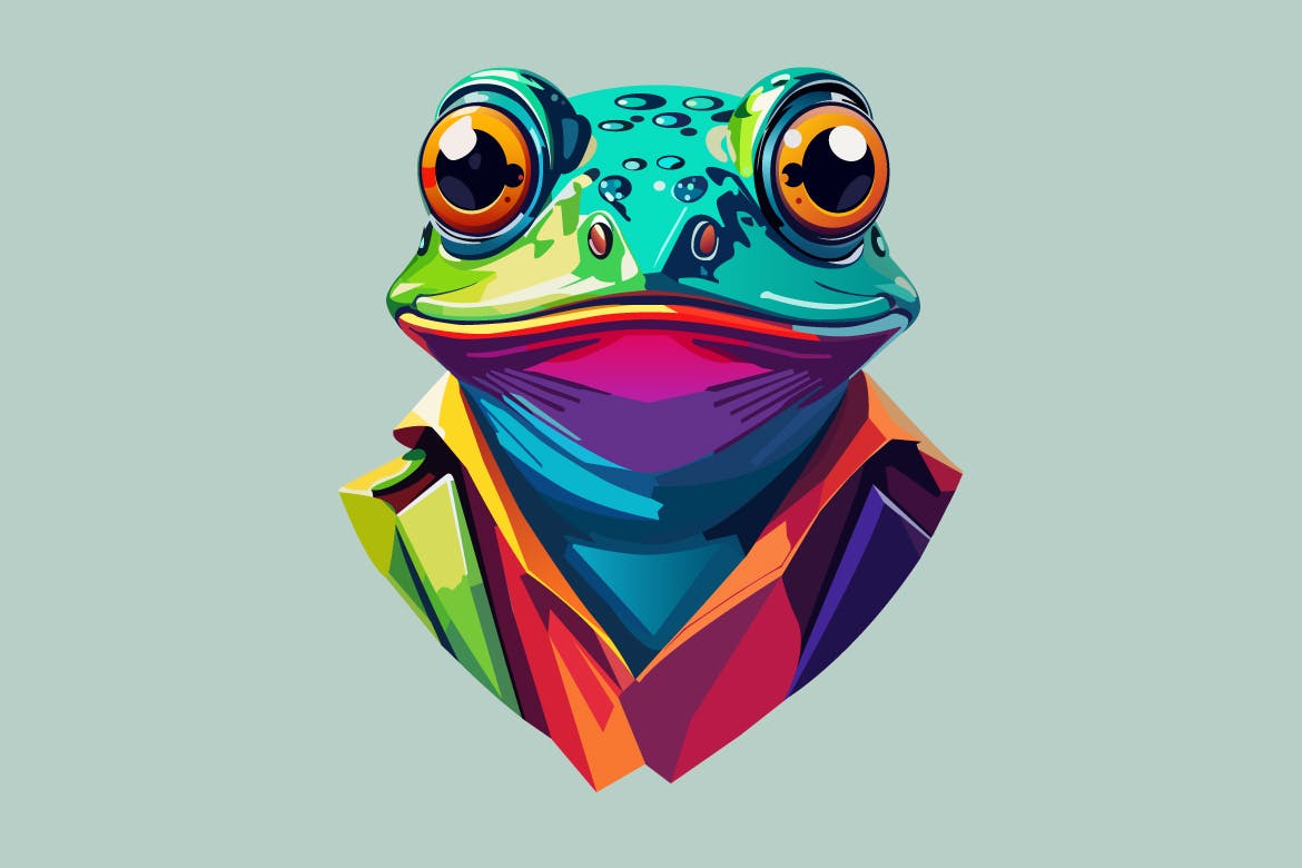 穿着西装的蟾蜍矢量图形 bright vector logo tree frog, toad in a suit