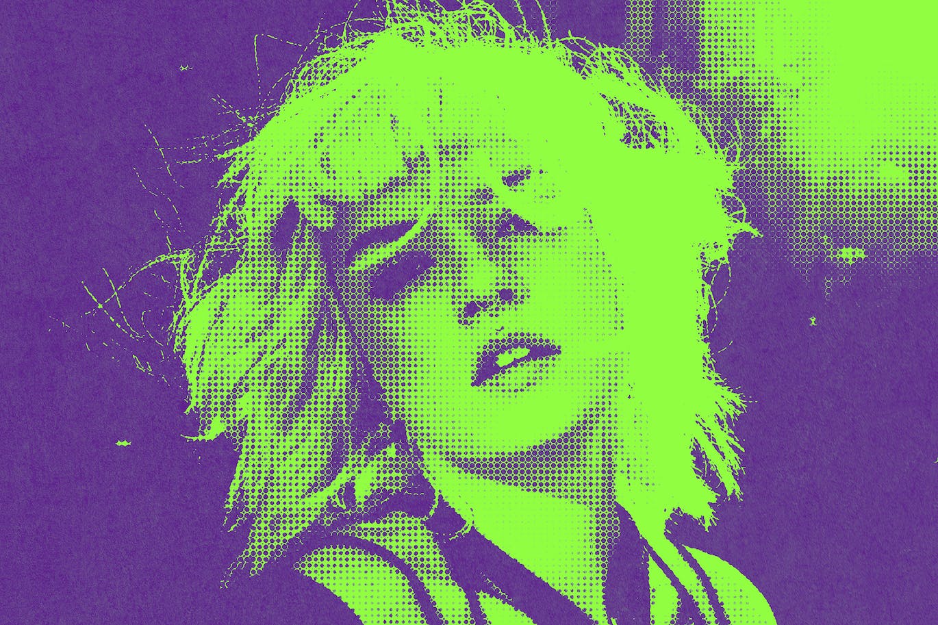 流行艺术半色调照片效果PSD分层模板 Pop Art Halftone Photo Effect