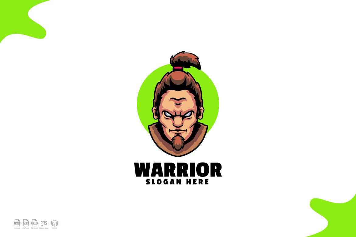 战士吉祥物标志设计模板 Warrior Mascot Logo