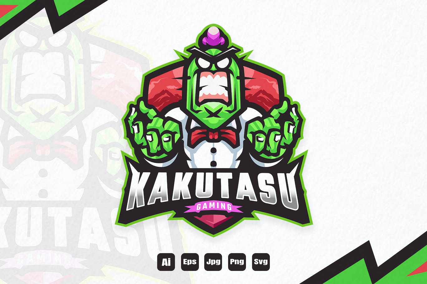 仙人掌吉祥物队徽Logo设计模板 kakutasu &#8211; Cactus Mascot Team Logo