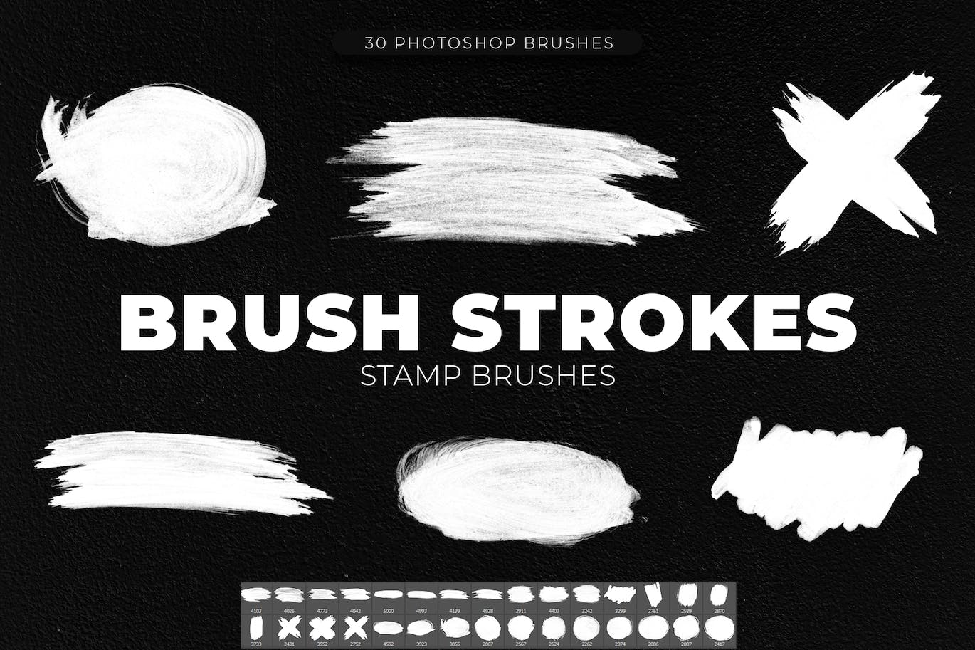 30 种不同形状的 Photoshop 笔刷 30 Brush Stroke Photoshop Brushes