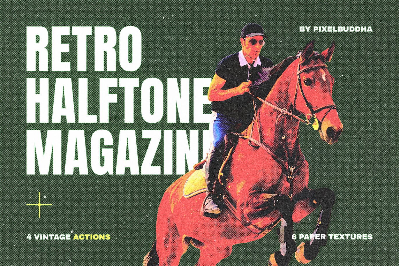 复古杂志半色调PS动作和纸张纹理 Retro Magazine Halftone Actions