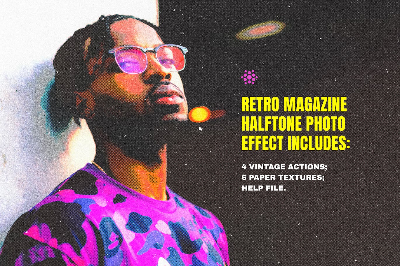 复古杂志半色调PS动作和纸张纹理 Retro Magazine Halftone Actions