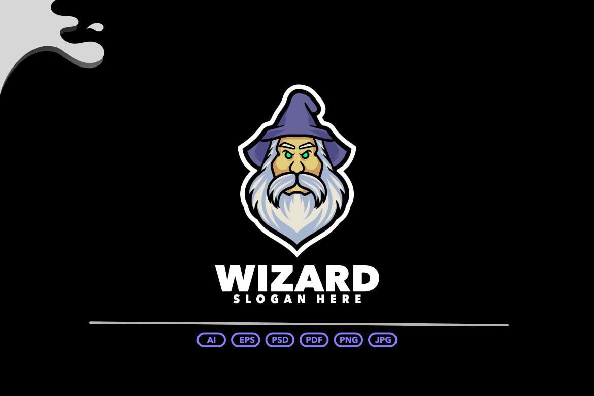 巫师头标志设计模板 Wizard Head Logo