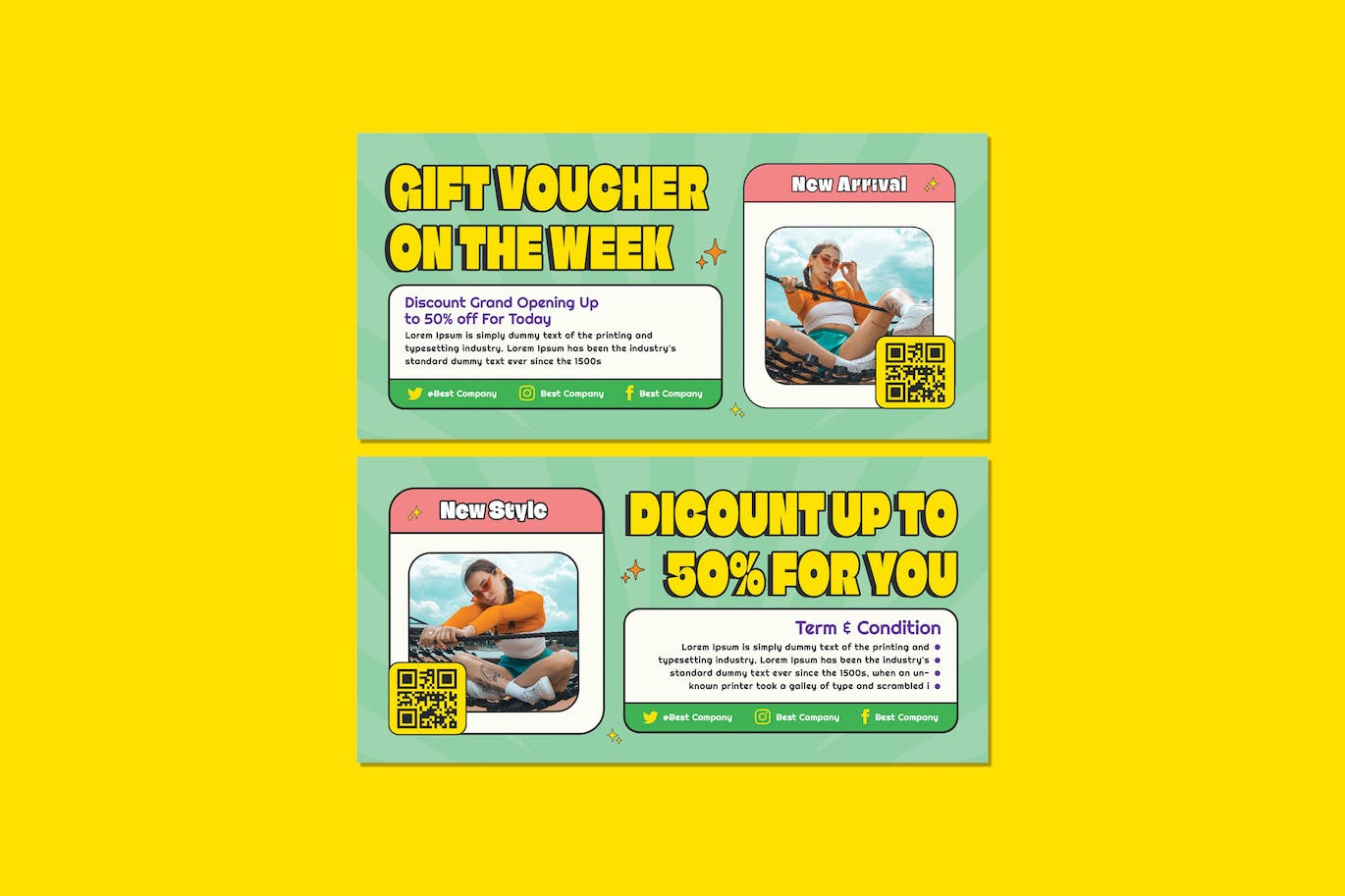 每周优惠券代金券设计模板 Gift Voucher On The Week Flyers