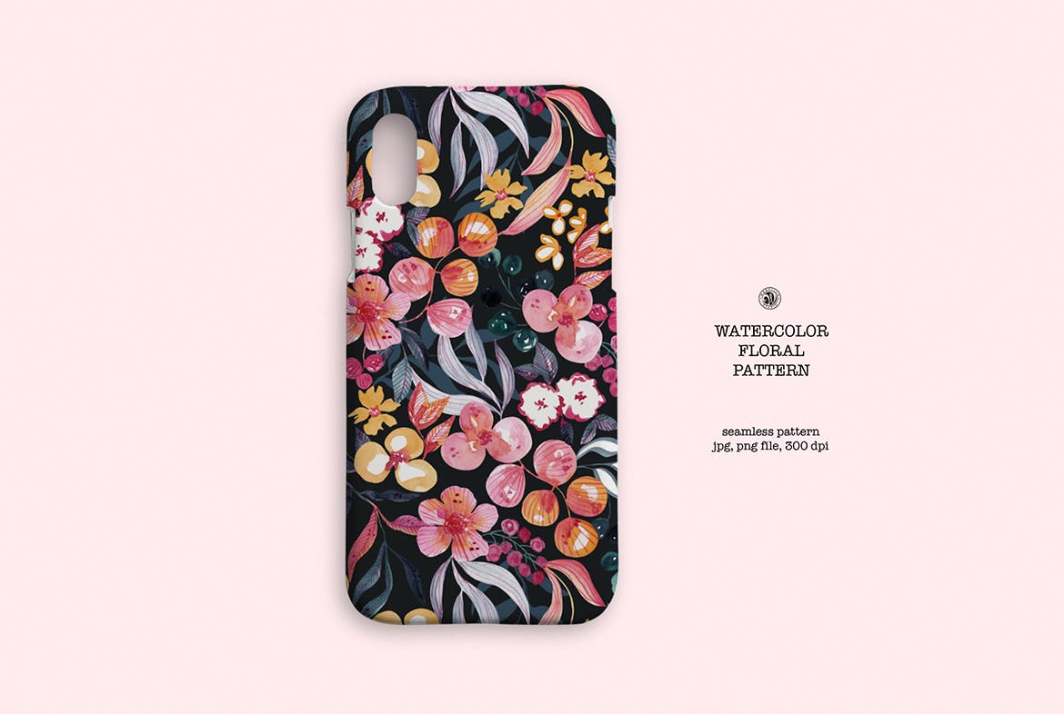 黑色背景花卉图案矢量素材 Black Background Floral Pattern