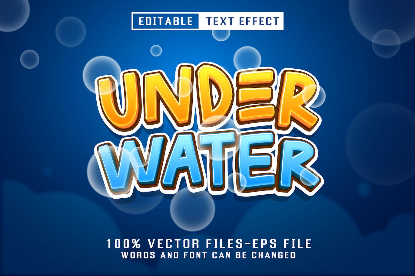 可编辑水下文字效果AI字体图层样式 Uder Water Editable Text Effect