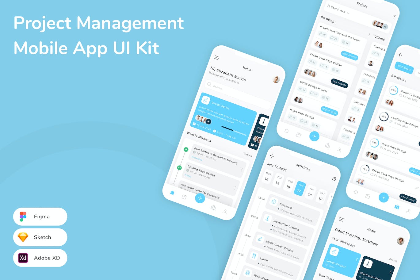 项目管理移动应用程序 UI 套件 Project Management Mobile App UI Kit