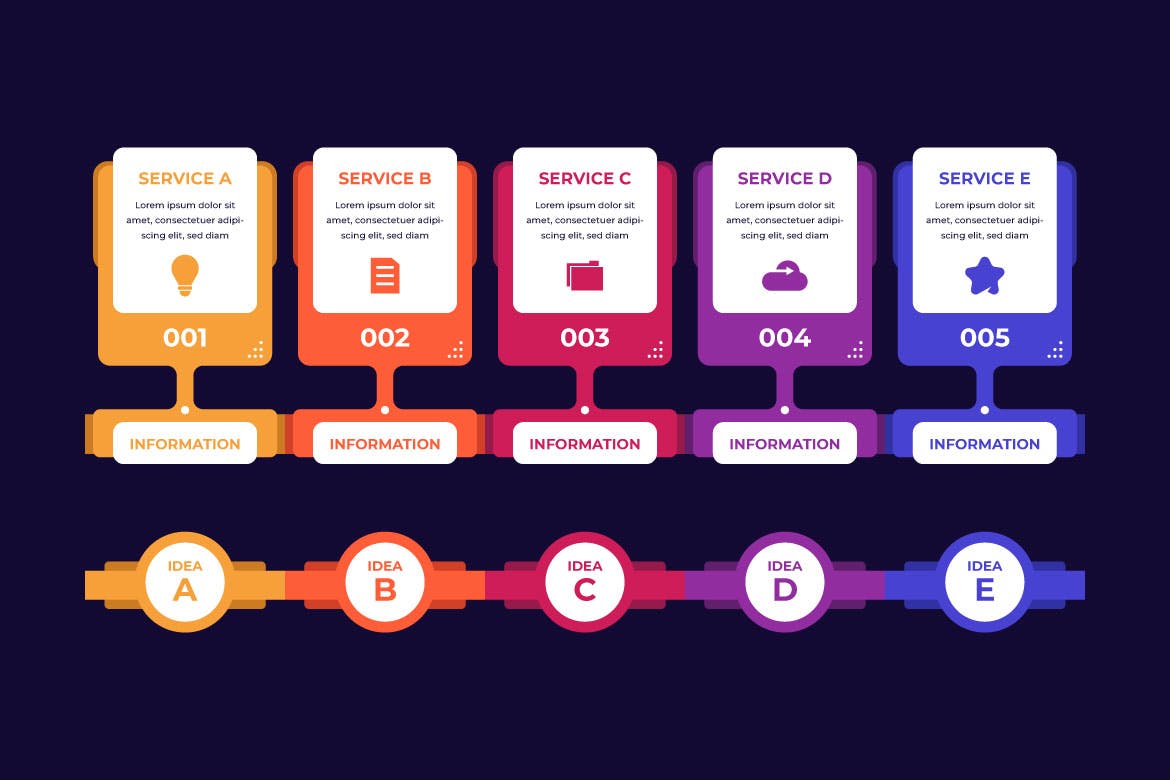 扁平风公司业务步骤信息图 Flat business steps infographic for company