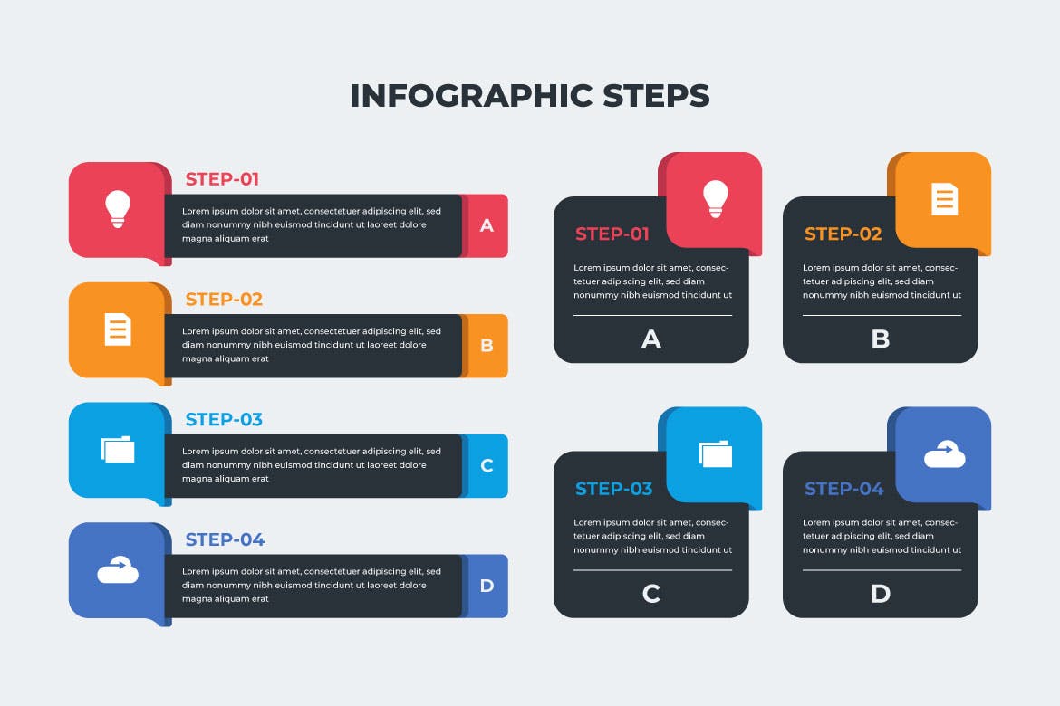 扁平风企业业务步骤信息图表模板 Flat business steps infographic for corporate