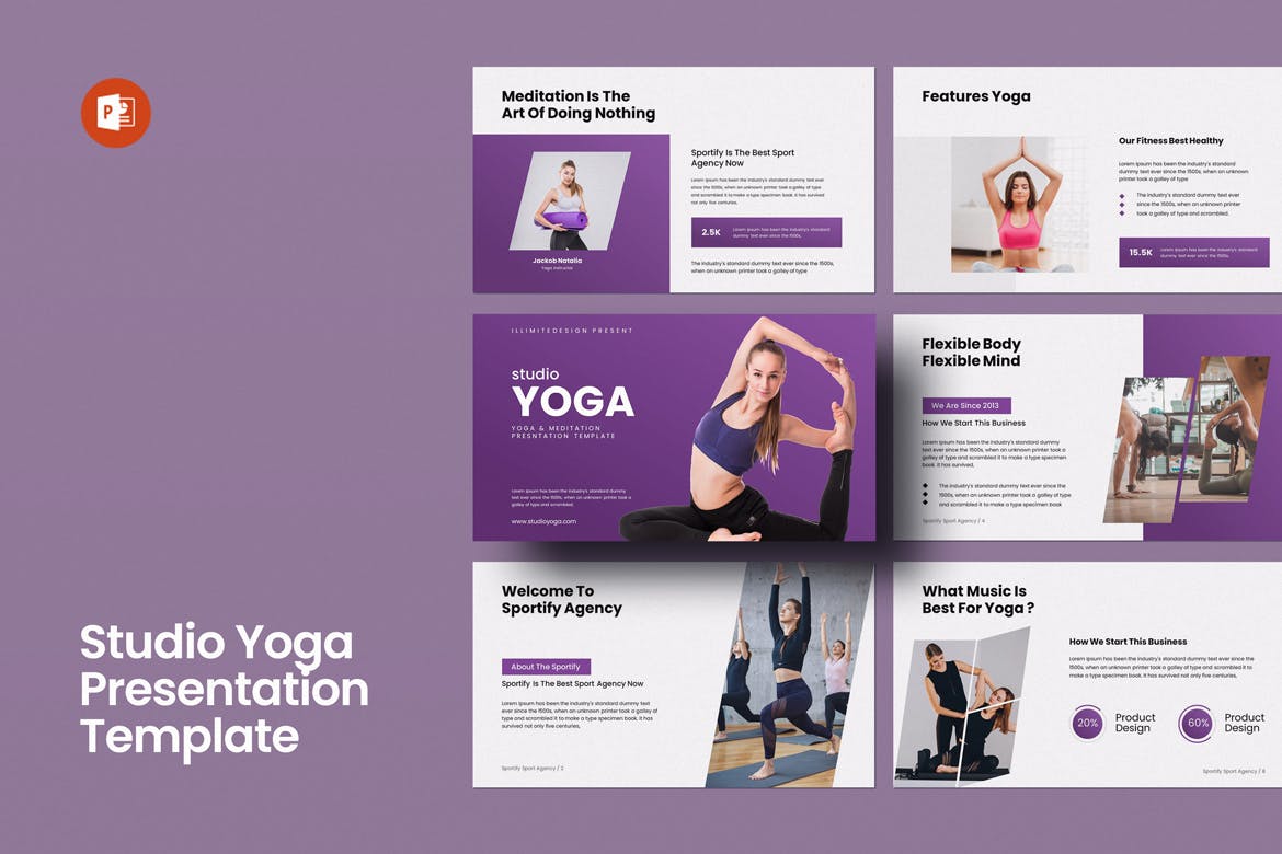 瑜伽工作室 PowerPoint 模板 Studio Yoga &#8211; PowerPoint Template