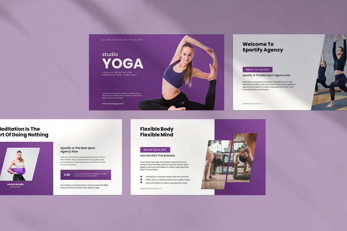 瑜伽工作室 PowerPoint 模板 Studio Yoga &#8211; PowerPoint Template