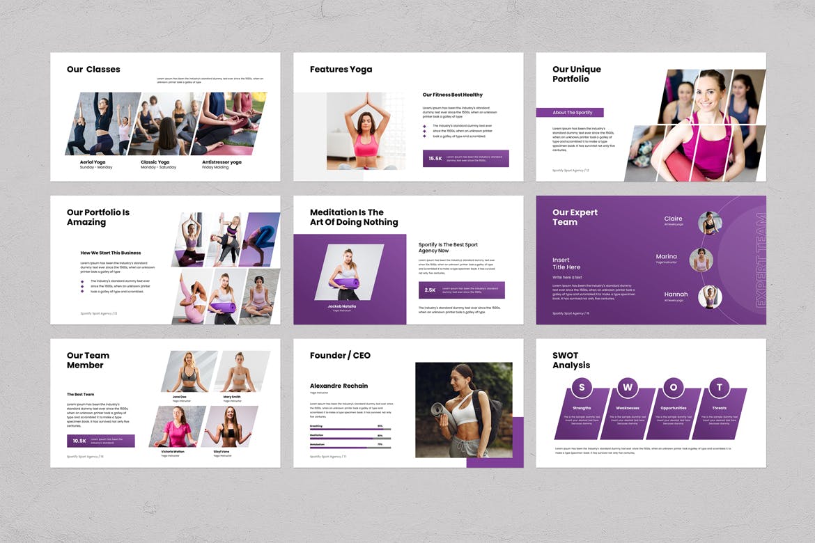 瑜伽工作室 PowerPoint 模板 Studio Yoga &#8211; PowerPoint Template