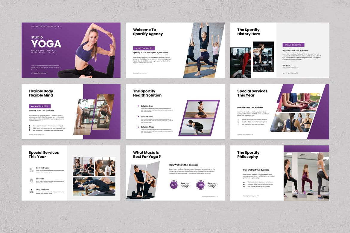 瑜伽工作室 PowerPoint 模板 Studio Yoga &#8211; PowerPoint Template