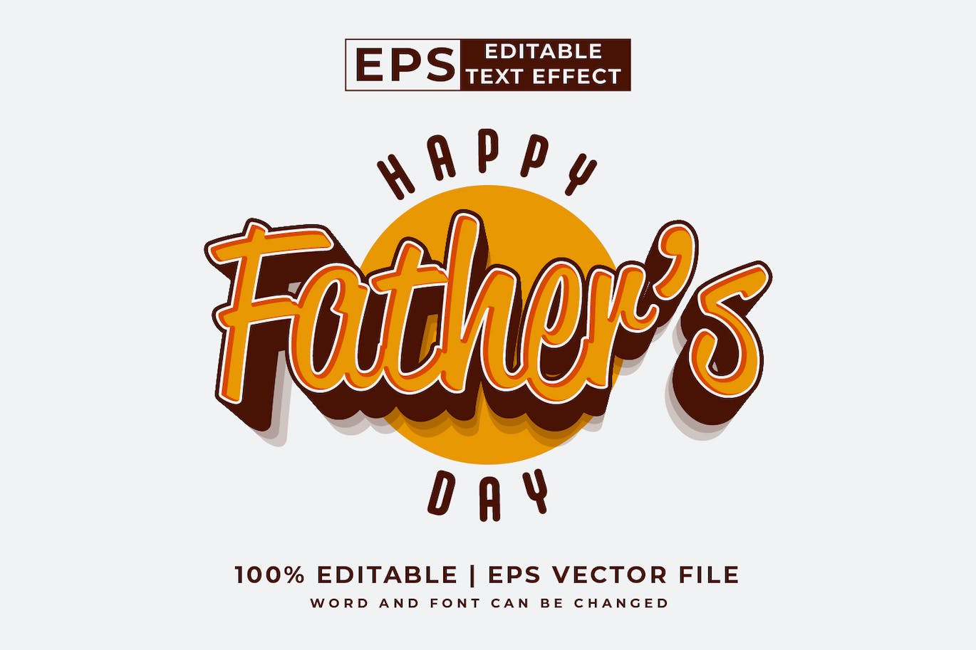 立体阴影字体矢量可编辑文本效果AI图层样式 Father&#8217;s Day Vector Editable Text Effect