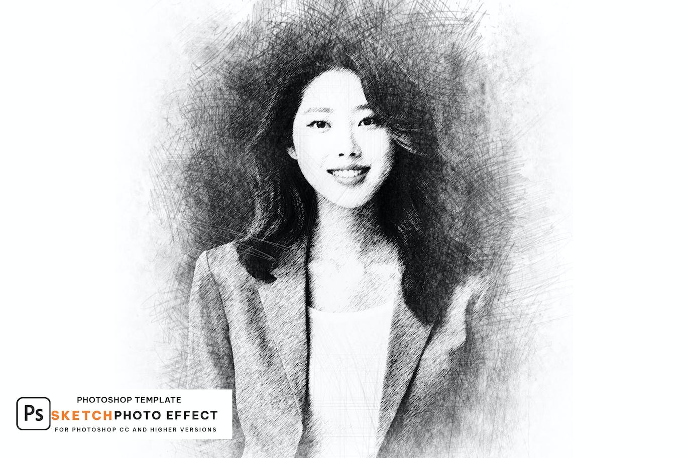 素描照片效果PSD分层模板 Sketch Photo Effect