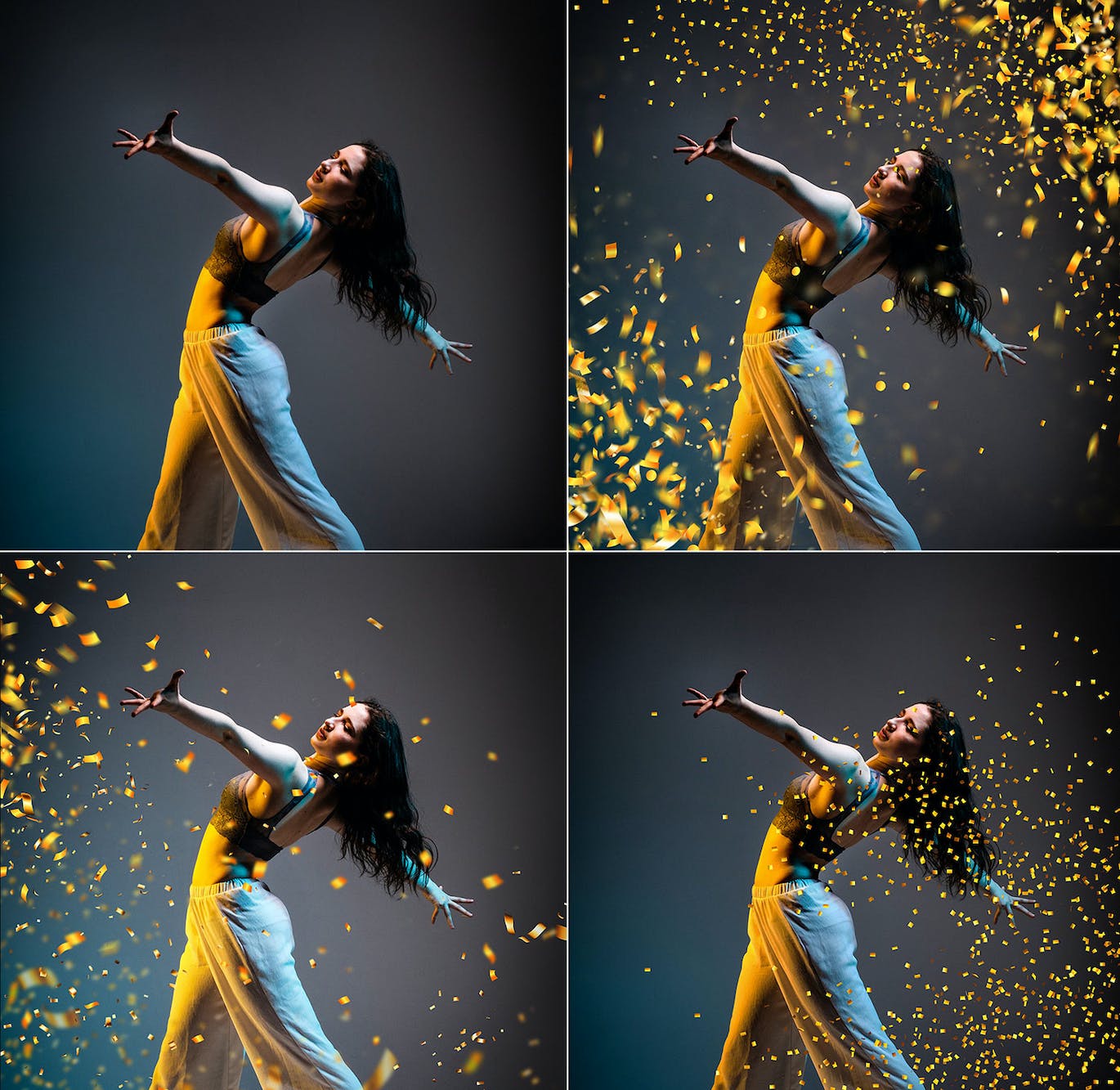 45个金色五彩纸屑 Photoshop 叠加层高清背景 45 Golden Confetti Photoshop Overlays, Glitter