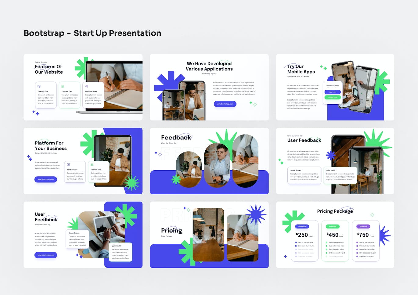 项目启动/企业初创 PowerPoint 演示文稿 Bootstrap &#8211; Startup PowerPoint Presentation