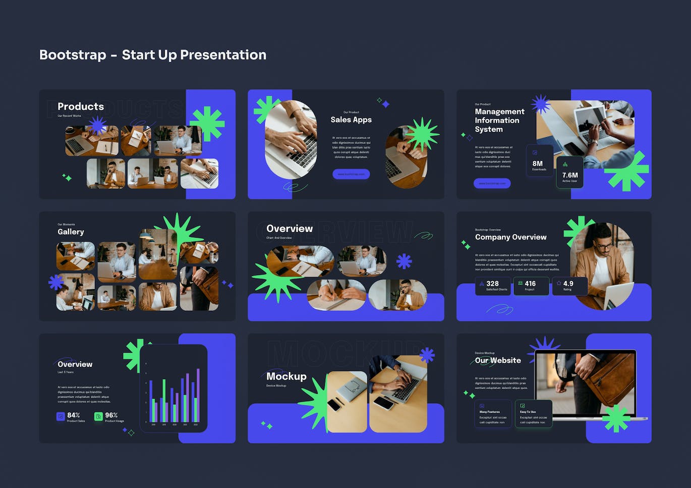 项目启动/企业初创 PowerPoint 演示文稿 Bootstrap &#8211; Startup PowerPoint Presentation