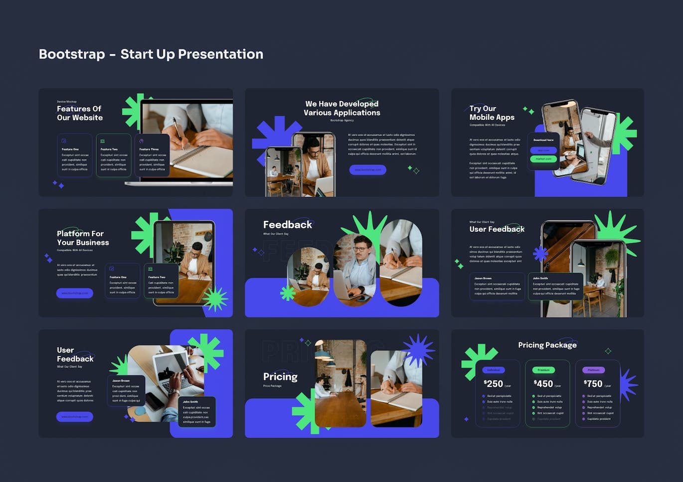 项目启动/企业初创 PowerPoint 演示文稿 Bootstrap &#8211; Startup PowerPoint Presentation