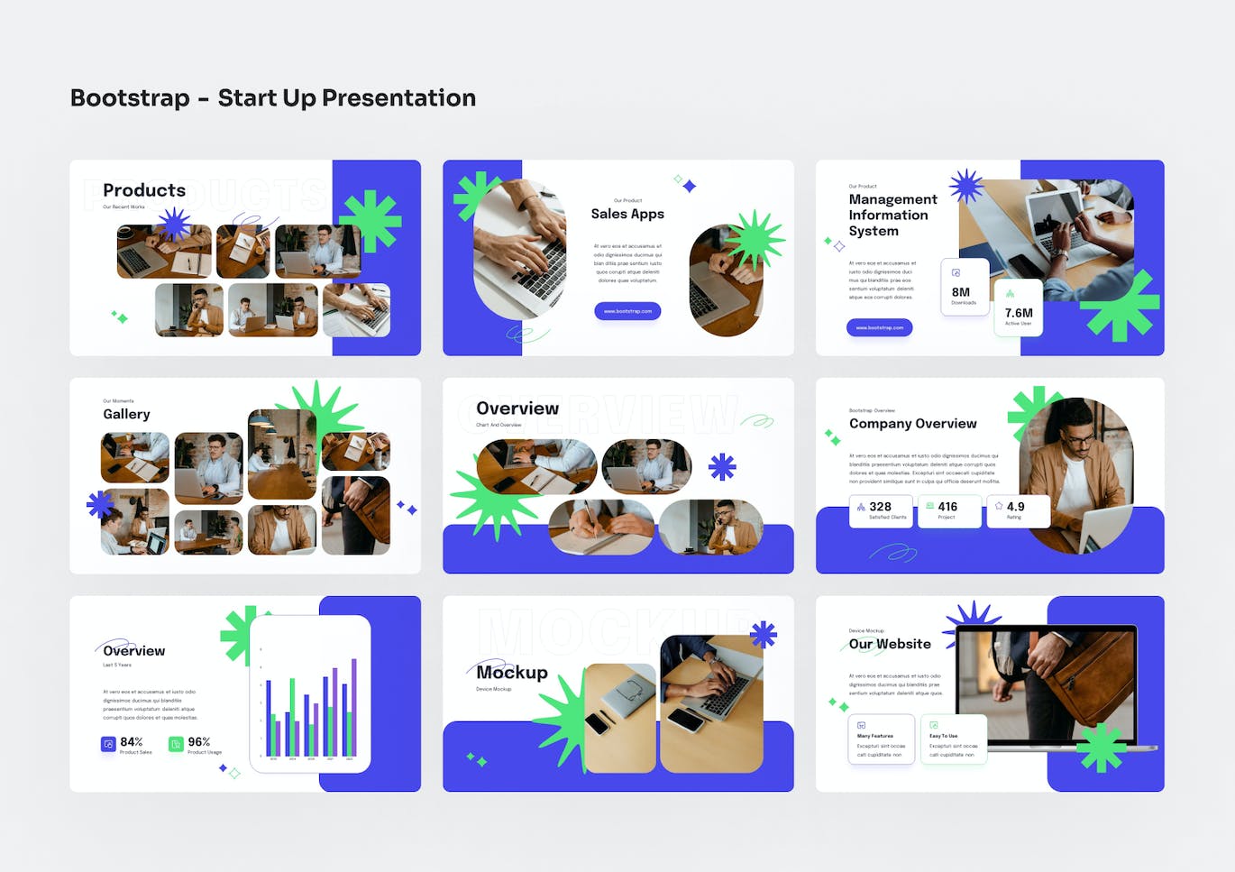 项目启动/企业初创 PowerPoint 演示文稿 Bootstrap &#8211; Startup PowerPoint Presentation