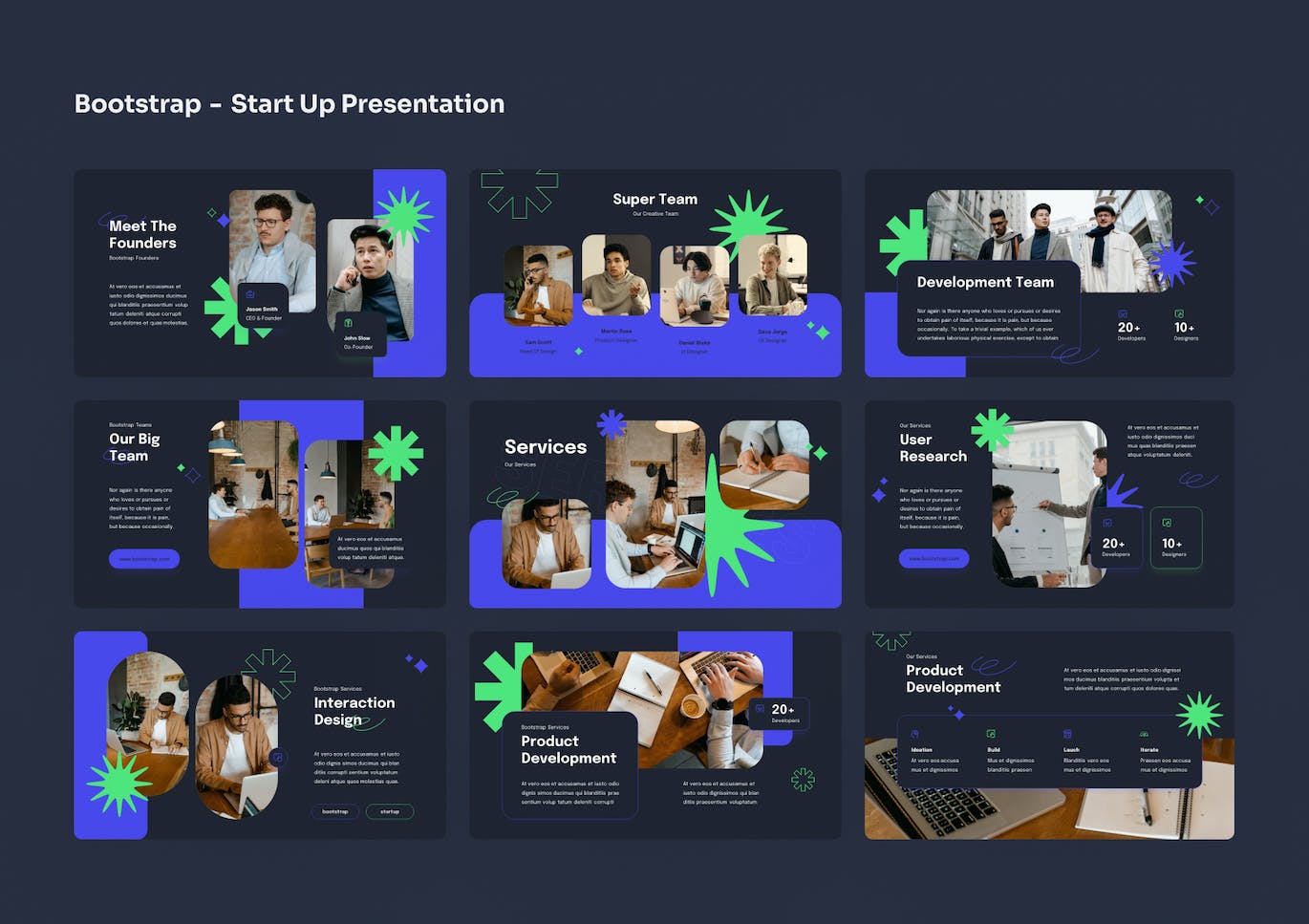 项目启动/企业初创 PowerPoint 演示文稿 Bootstrap &#8211; Startup PowerPoint Presentation