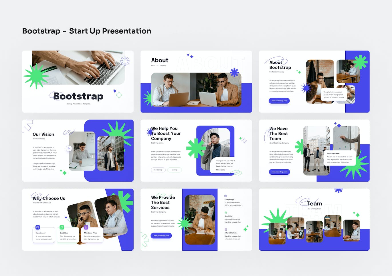 项目启动/企业初创 PowerPoint 演示文稿 Bootstrap &#8211; Startup PowerPoint Presentation