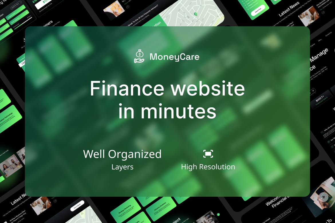 财务/个人理财网站设计 Figma 模板 Moneycare  Finance UI Figma Template UI