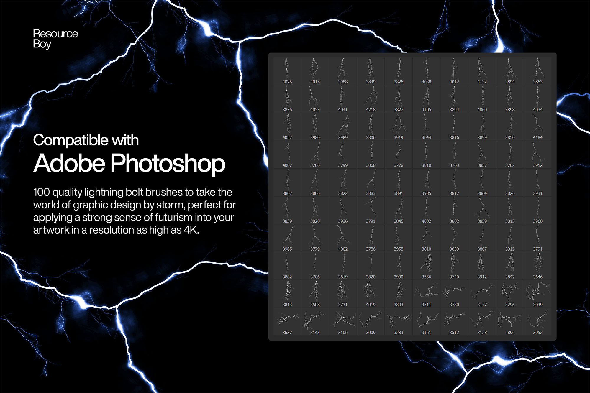 100 Lightning Bolt Photoshop Brushes