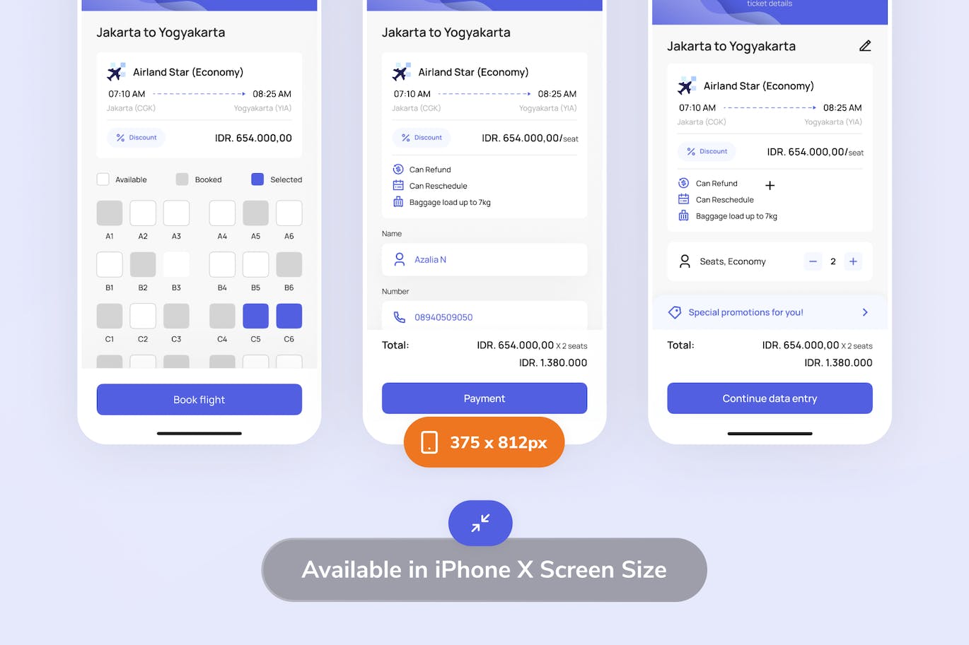 航班值机/航班座位应用程序Figma模板 Tripa &#8211; Choose Flight Seat App UI