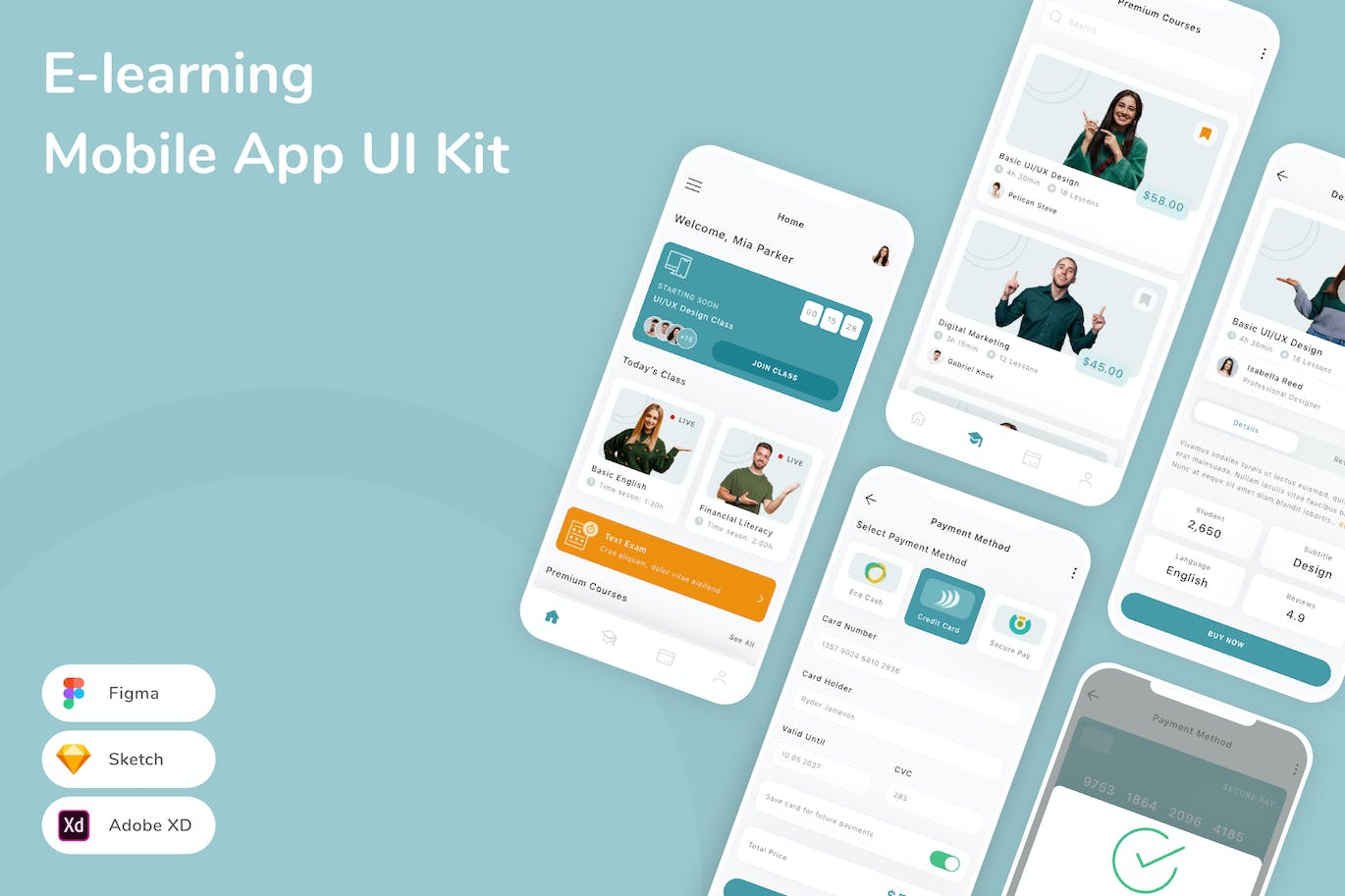 电子学习移动应用程序 UI 套件 E-learning Mobile App UI Kit