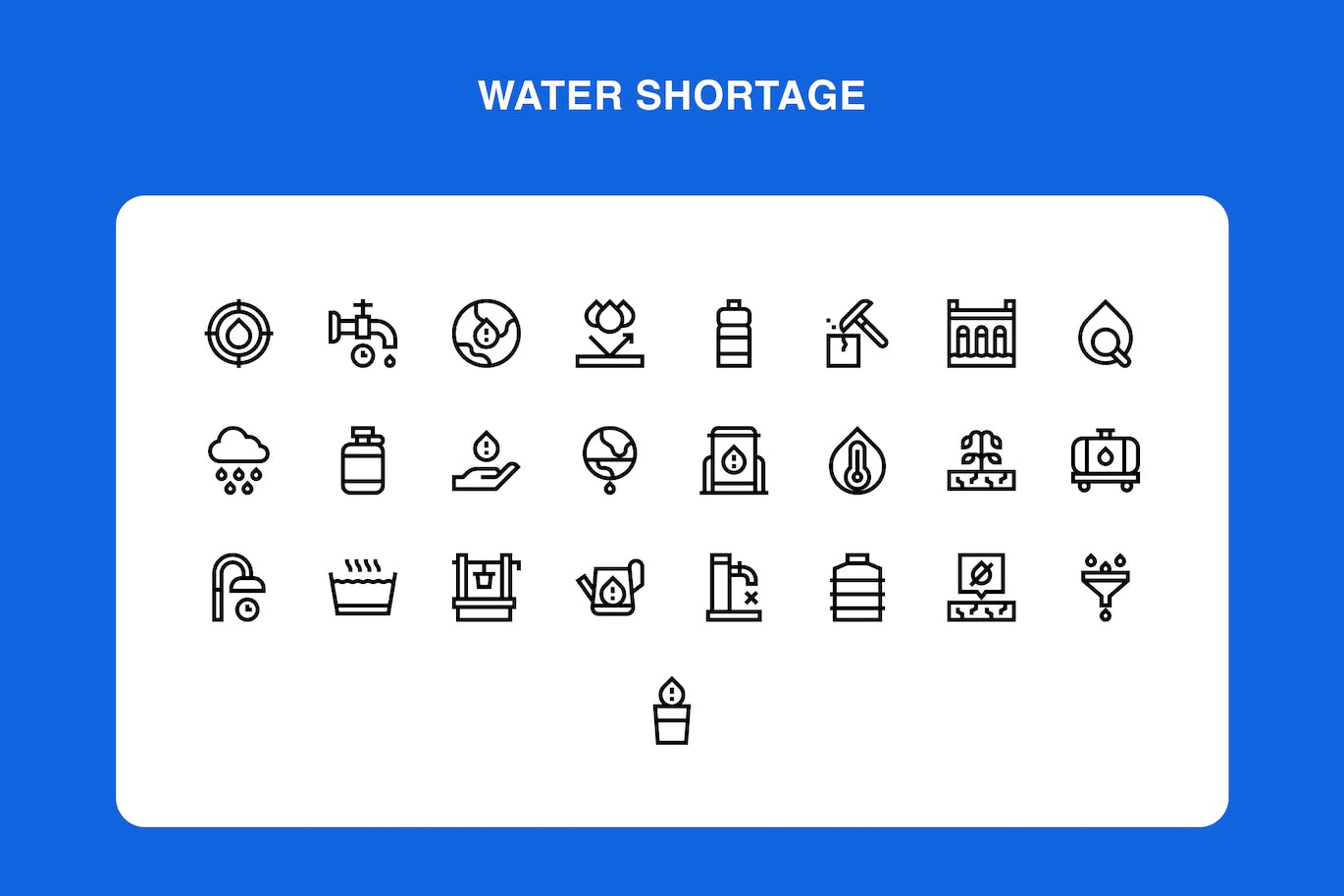 水资源短缺主题图标 Water Shortage Icons