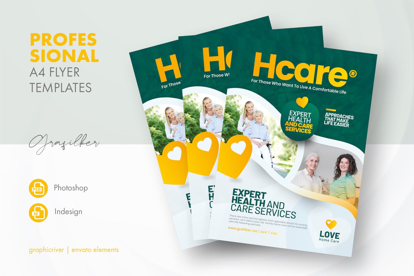 家庭护理传单模板 Home Care Flyer Templates