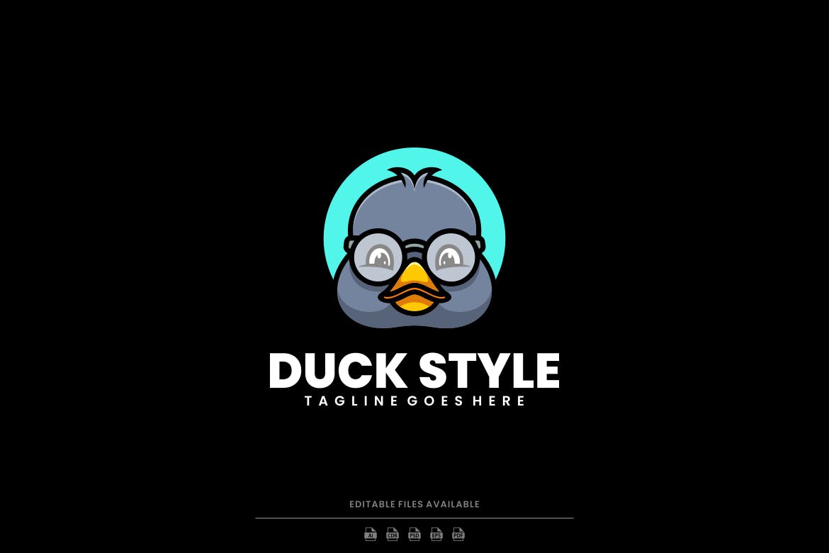 鸭子风格吉祥物卡通标志 Duck Style Mascot Cartoon Logo