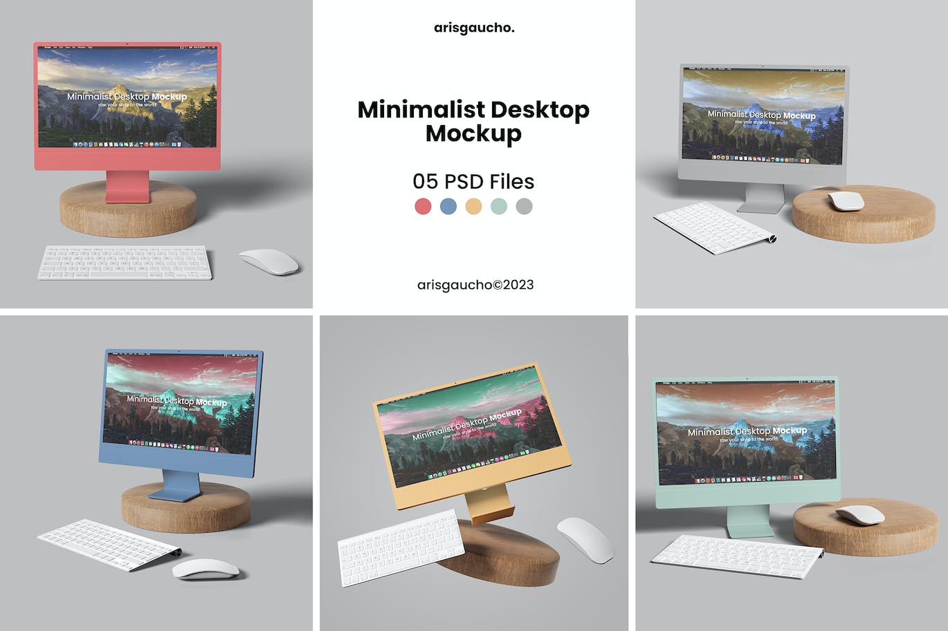 极简桌面电脑样机 Minimalist Desktop Mockup