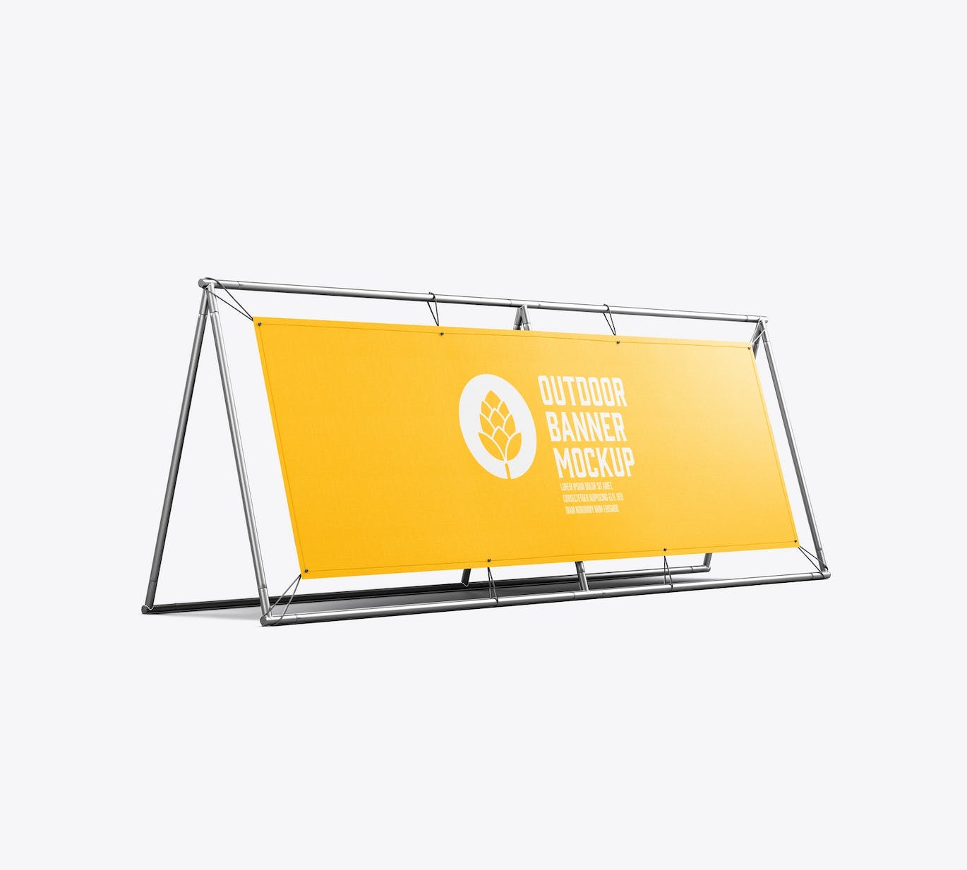 金属户外广告横幅样机 Metallic Outdoor Banner Mockup