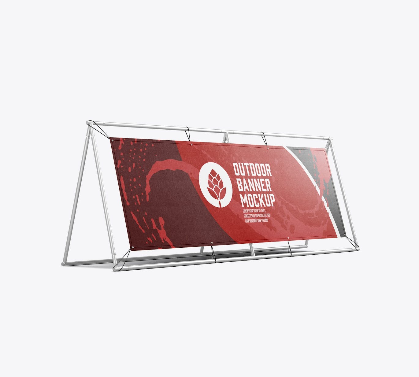 金属户外广告横幅样机 Metallic Outdoor Banner Mockup