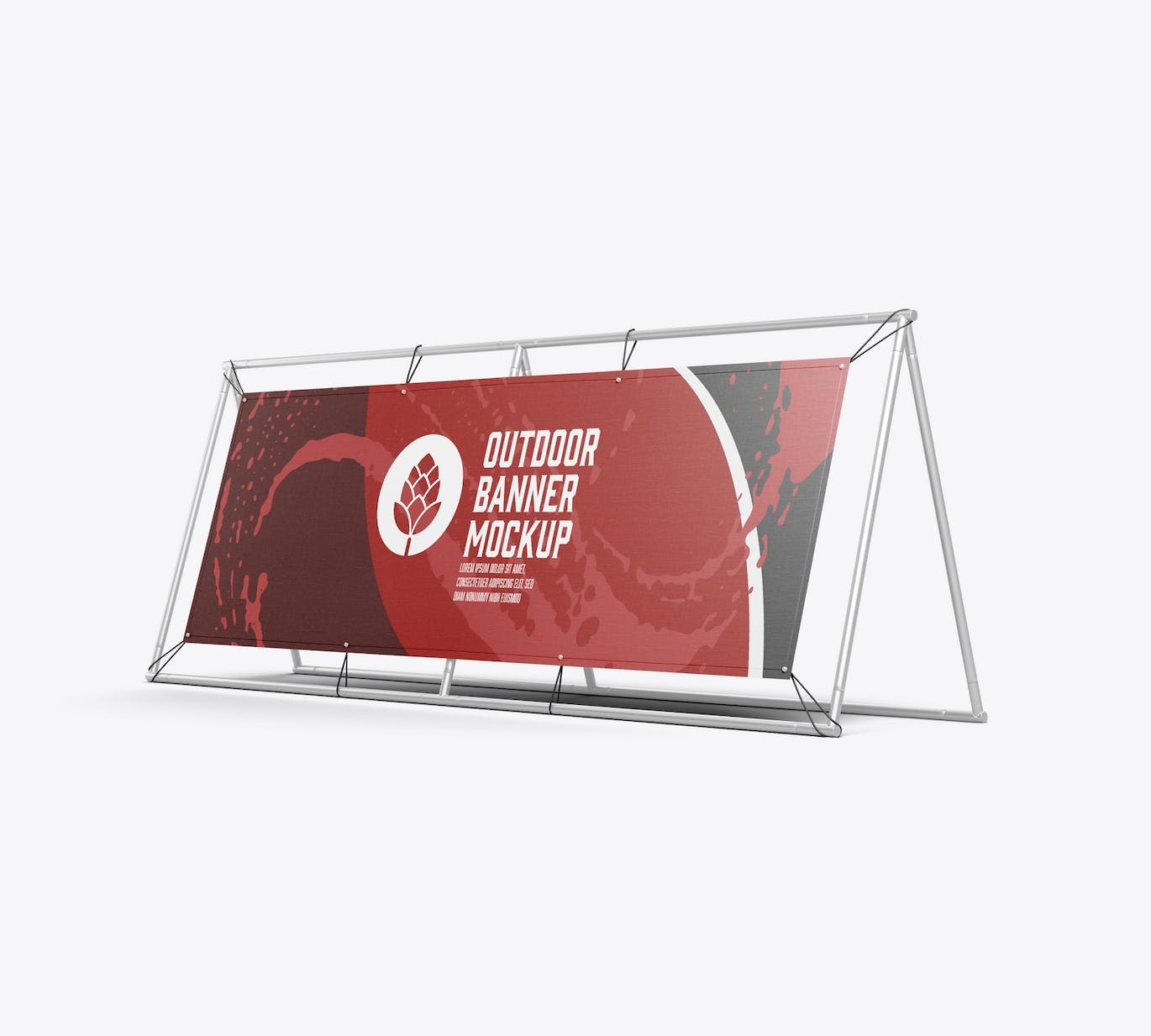 金属户外广告横幅样机 Metallic Outdoor Banner Mockup