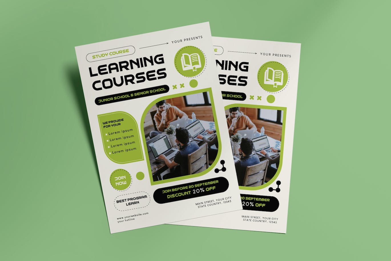 学习课程传单设计模板 Learning Courses Flyer